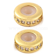 Rack Plating Brass Clear Cubic Zirconia Beads,, Long-Lasting Plated, Lead Free & Cadmium Free, Round, Real 18K Gold Plated, 11x4mm, Hole: 2mm(KK-M292-02G-03)