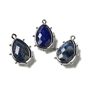 Natural Lapis Lazuli Pendants, with Platinum Brass Edge, Faceted, Teardrop, 22.5x14x5.5mm, Hole: 1.6mm.(G-B009-02P-K)