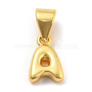 Brass Charms, Real 18K Gold Plated, Long-Lasting Plated, Lead Free & Cadmium Free, Letter Charm, Letter A, 9x6x2.5mm, Hole: 5x3.5mm(KK-Z027-14G-A)