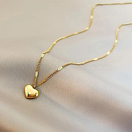 Alloy Heart Pendant Figaro Chain Necklaces for Women, Golden, 15.75 inch(40cm)(WG28BBE-01)