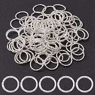 Iron Linking Rings, Textured, Round Ring, Unwelded, Silver Color Plated, 12mm(IFIN-YW0001-90S)