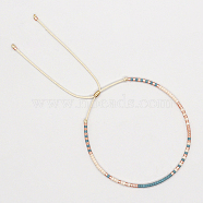 Glass Seed Braided Bead Bracelet, Adjustable Bracelet, Cadet Blue, No Size(CG0646-12)
