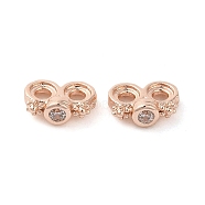 Rack Plating Brass Pave Clear Cubic Zirconia Spacer Bars, Flower Links, Long-Lasting Plated, Lead Free & Cadmium Free, Rose Gold, 4.5x6.5x2.5mm, Hole: 1.5mm(KK-B088-11A-RG)