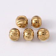 201 Stainless Steel Corrugated Beads, Round, Golden & Stainless Steel Color, 5x4.5mm, Hole: 1.8mm(STAS-S103-17C-G)