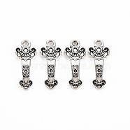Tibetan Style Alloy Pendants, Cadmium Free & Lead Free, Antique Silver, 20.5x8.5x2mm, Hole: 1.8mm, about 1530pcs/1000g(TIBE-S320-190AS)