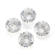 Cubic Zirconia Pointed Back Pendants, Faceted, Flat Round, Clear, 10mm, Hole: 1mm(ZIRC-N037-10mm-01)