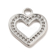 304 Stainless Steel Pendants Rhinestone Setting, Heart, Stainless Steel Color, 15x14.5x2mm, Hole: 2.5mm, Fit for 1mm rhinestone(STAS-A066-04P)