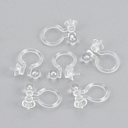 Plastic Clip-on Earring Findings, For Non-pierced Ears, Clear, 11.5x9.5x4mm, Pin: 0.5mm(KY-S155-08)