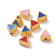 Alloy Beads, with Enamel, Triangle, Matte Gold Color, Mixed Color, 6.5x7x4.5mm, Hole: 1.2mm(ENAM-L039-12MG)
