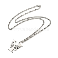 201 Stainless Steel Necklaces, Letter Y, 23.74 inch(60.3cm) p: 30.5x28.5x1.3mm(NJEW-Q336-01Y-P)