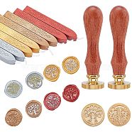 CRASPIRE DIY Scrapbook Making Kits, Including Brass Wax Seal Stamp and Wood Handle Sets, Sealing Wax Sticks, Mixed Color, Sealing Wax Sticks: 8pcs(DIY-CP0005-06A)