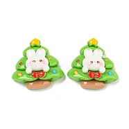 Christmas Rabbit Theme Opaque Resin Decoden Cabochons, Christmas Tree, 24x23.5x9.5mm(CRES-B022-04D)