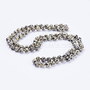 Natural Dalmatian Jasper Beaded Necklaces, Round, 36 inch(91.44cm)(X-NJEW-P202-36-A33)