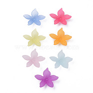 Transparent Acrylic Beads, Frosted, Flower, Mixed Color, 26x27x6mm, Hole: 1.8mm, about 980pcs/500g(MACR-S373-127-D)