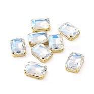 Rectangle Octagon Shape Sew on Glass Rhinestone, Faceted Glass Rhinestone, Multi-Strand Links, with Golden Tone 201 Stainless Steel Settings, Moonlight, 18x13x7mm, Hole: 1.2mm(DIY-E062-01G-04)
