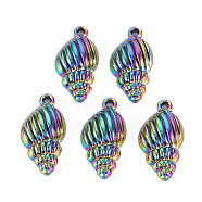 Rainbow Color Alloy Pendants, Cadmium Free & Nickel Free & Lead Free, Spiral Shell, 25x12.5x5.5mm, Hole: 1.8mm(PALLOY-S180-256-NR)
