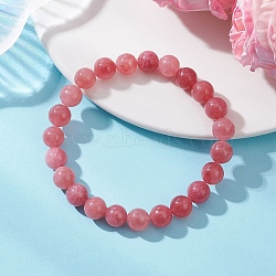 Natural Quartz Imitation Strawberry Quartz Beaded Stretch Bracelets for Women, Round, Beads: 8.5~9mm, Inner Diameter: 2.09 inch(5.3cm)(BJEW-JB13141)