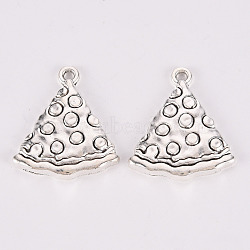 Tibetan Style Alloy Charms, Lead Free & Cadmium Free, Pizza, Antique Silver, 25x22x3mm, Hole: 1.2mm, about 225pcs/500g(TIBE-N010-51AS-RS)