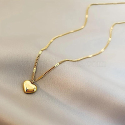 Alloy Heart Pendant Figaro Chain Necklaces for Women, Golden, 15.75 inch(40cm)(WG28BBE-01)