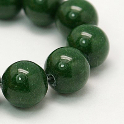 Natural Mashan Jade Round Beads Strands, Dyed, Dark Green, 12mm, Hole: 1mm, about 34pcs/strand, 15.7 inch(G-D263-12mm-XS13)