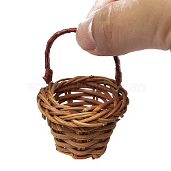 Mini Rattan Woven Baskets, Micro Landscape Dollhouse Accessories, Pretending Prop Decorations, Saddle Brown, 40x30x65mm(PW-WG21040-02)