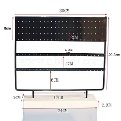 Iron Jewelry Display Stand, with Wood Base, Black, 7x30x29.2cm(PW-WG80435-01)