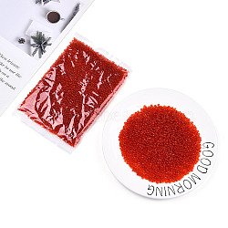 6/0 Glass Seed Beads, Transparent Colours, Orange Red, about 4mm in diameter, hole: 1mm, about 4500pcs/pound(SDB4mm5)