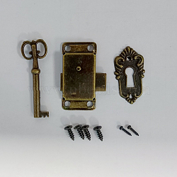 Vintage Alloy Surface Mounted Cabinet Lock Kit Sets, with Keys, for Dresser, Drawer, Door, Cupboard, Antique Bronze, Lock: 53x26mm (CABI-PW0001-181B-AB)