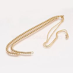 Brass Bead Chain Necklace Making, Real 18K Gold Plated, 15.5~16.5 inch(39~41cm)(X-NJEW-F151-01G)