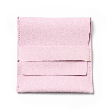 Microfiber Jewelry Pouches, Foldable Gift Bags, for Ring Necklace Earring Bracelet Jewelry, Square, Pink, 8x7.8x0.3cm