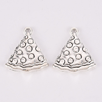 Tibetan Style Alloy Charms, Lead Free & Cadmium Free, Pizza, Antique Silver, 25x22x3mm, Hole: 1.2mm, about 225pcs/500g