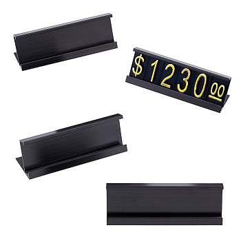 Aluminium Alloy Tabletop Sign Display Stands, Horizontal Slanted Holder for Price Tags, Name Card Display, Rectangle, Black, 6x1.8x1.9cm