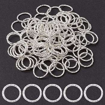 Iron Linking Rings, Textured, Round Ring, Unwelded, Silver Color Plated, 12mm