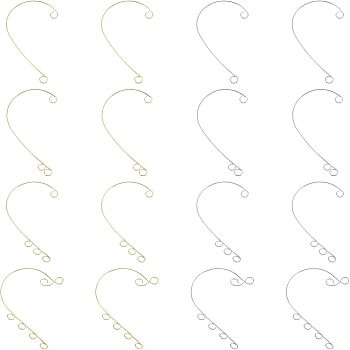 48Pcs 8 Style 316 Stainless Steel Ear Cuff Findings, Climber Wrap Around Non Piercing Earring Findings with Loops, Golden & Stainless Steel Color, 55~59x36~46x0.5mm, Hole: 4mm, 6Pcs/style