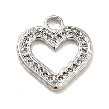 304 Stainless Steel Pendants Rhinestone Setting, Heart, Stainless Steel Color, 15x14.5x2mm, Hole: 2.5mm, Fit for 1mm rhinestone