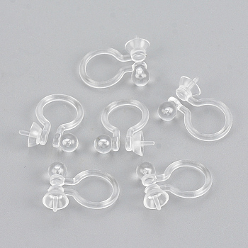 Plastic Clip-on Earring Findings, For Non-pierced Ears, Clear, 11.5x9.5x4mm, Pin: 0.5mm