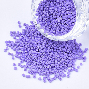 Baking Paint Cylinder Seed Beads, Uniform Size, Lilac, 1.5~2x1~2mm, Hole: 0.8mm, about 4000pcs/bag, about 50g/bag