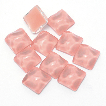 Opaque Resin Cabochons Accessories, for Jewelry Making, Irregular Shape, Sqaure, Light Salmon, 16x16x8.5mm