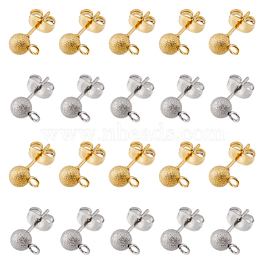 Golden & Stainless Steel Color Round 304 Stainless Steel Stud Earring Findings