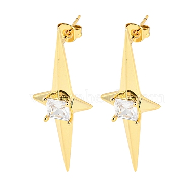 Clear Star Brass+Cubic Zirconia Stud Earrings
