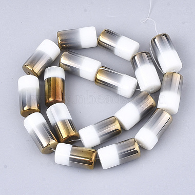 Half Electroplate Opaque Glass Beads Strands(X-EGLA-S177-02H)-2