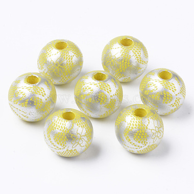 Painted Natural Wood European Beads(WOOD-S057-026)-2