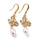 Butterfly with Imitation Pearl Beads Sparkling Cubic Zirconia Dangle Earrings for Her(ZIRC-C025-31G)-1