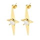 Star Shape Rack Plating Brass Micro Pave Cubic Zirconia Dangle Stud Earrings(EJEW-P240-03G)-1