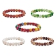 Dyed Natural Weathered Agate Round Beaded Stretch Bracelet for Women(BJEW-JB09382)-1