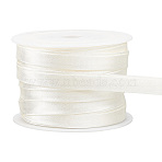 12.5M Flat Satin Piping Ribbon, Cotton Ribbon for Cheongsam, Clothing Decoration, Floral White, 3/8 inch(10mm)(OCOR-BC0006-22B)