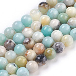Natural Flower Amazonite Beads Strand, Round, 8mm, Hole: 1.5mm, 49pcs/strand, 15.5 inch(G-E487-49)