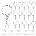 50Pcs Iron Split Key Rings, with 50Pcs Open Jump Rings, Platinum, Split Key Rings: 49mm, Jump Rings: 21 Gauge, 8x0.7mm(IFIN-YW0003-42)