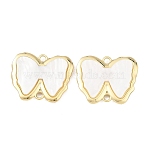 Alloy Acrylic Connector Charms, White Bowknot Links, Golden, 27.5x34x5mm, Hole: 3mm(AL-E003-09G)