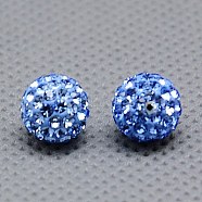 Czech Glass Rhinestones Beads, Polymer Clay Inside, Half Drilled Round Beads, 211_Light Sapphire, 8mm, Hole: 1mm(X-RB-E482-8mm-211)